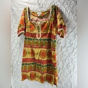 Kimchi & Blue Indie Patterned Corduroy Mini Dress, Size Small, Orange/Yellow